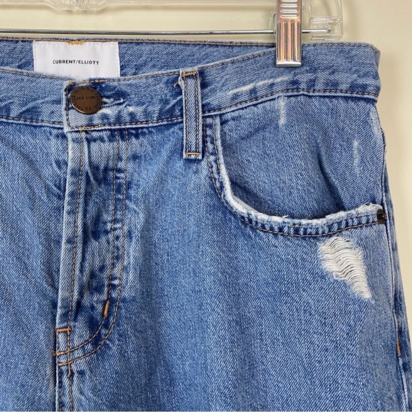 Current/Elliott The Original Straight Prep Destroy Cut Hem Denim Jeans Womens 28 - Picture 5 of 11